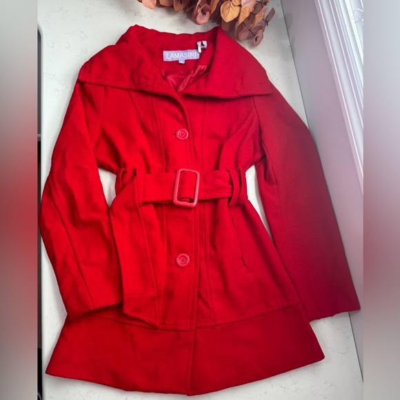 Lamasini Jackets & Blazers - Lamasini Women's Vibrant Red Trench Coat